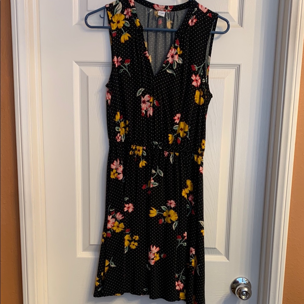Old Navy Black Orange Yellow Sleeveless Sundress
